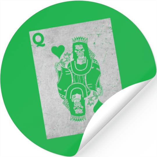 Womens Skeleton Queen Playing Card Gambling Hallow Stickers