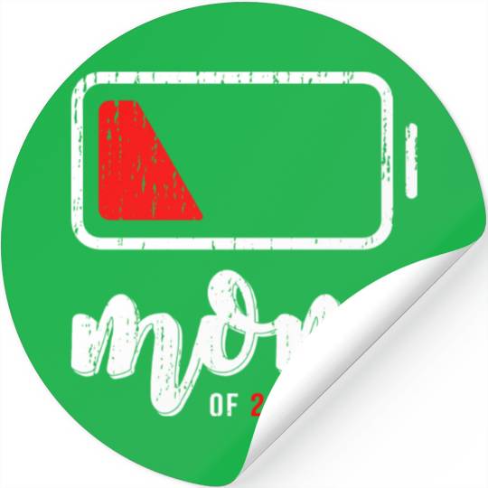 Mom of 2 Boys Low Battery Funny Mothers Day Stickers