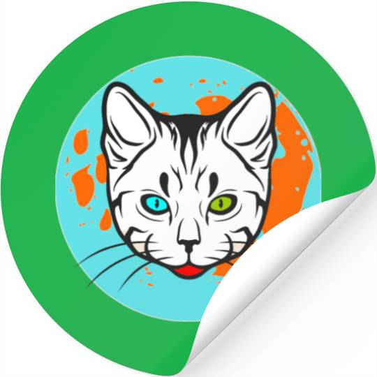 Hello cat, best halloween scary head Stickers