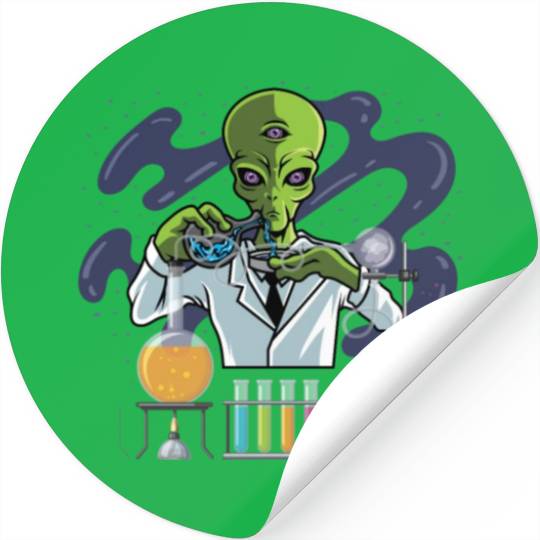 Psychedelic Alien Lab Technician Gift Stickers