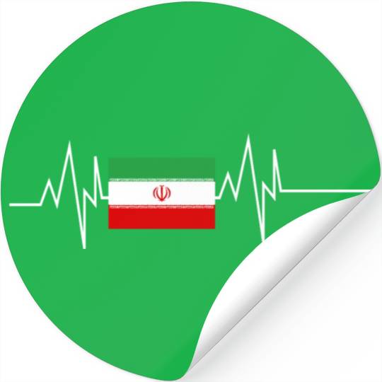 Iran Flag Heartbeat Stickers