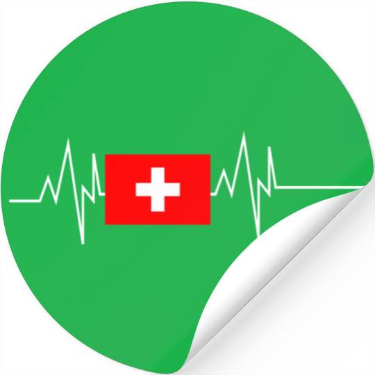 Switzerland Flag Heartbeat Stickers