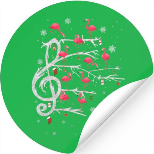 Cute Flamingo Merry Christmas Funny Music Lover Stickers