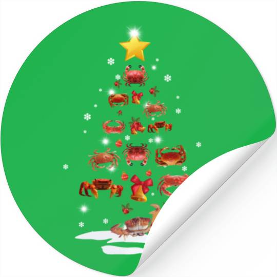 Crab Christmas Tree Crab Xmas Funny Gift Stickers