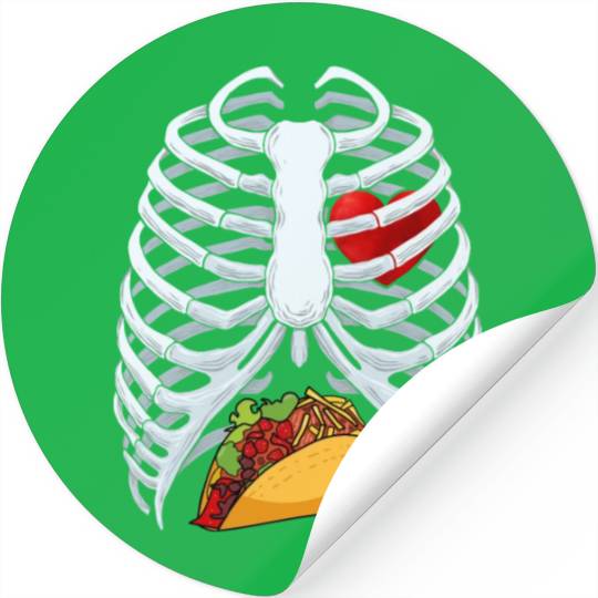 Funny Taco Skeleton Rib Cage Dad Halloween Costume Stickers