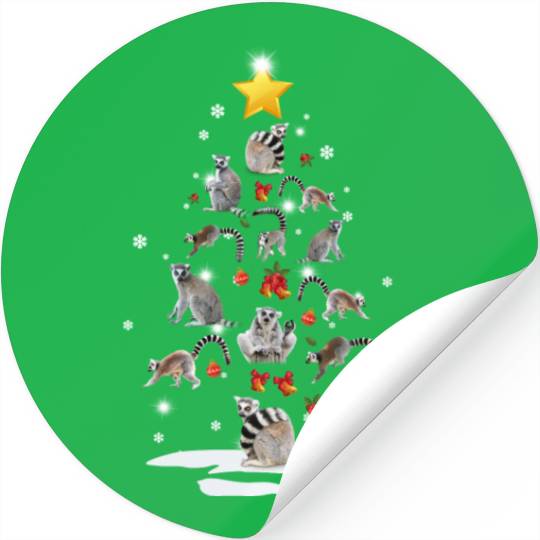 Lemur Christmas Tree Lemur Xmas Funny Gift Stickers