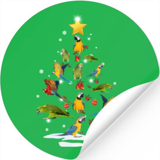 Parrot Christmas Tree Parrot Xmas Funny Gift Stickers