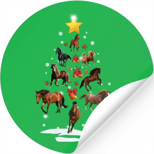 Horse Christmas Tree Horse Xmas Funny Gift Stickers