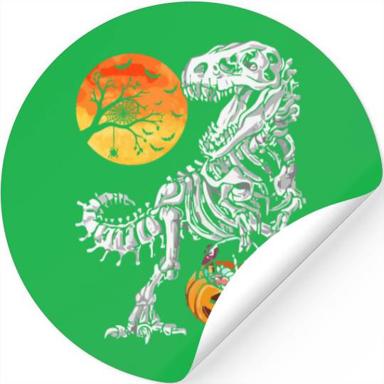 Halloween Boys Dinosaur Skeleton T rex Scary Pumpk Stickers