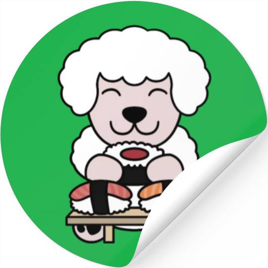 Sushi Lover Poodle Stickers