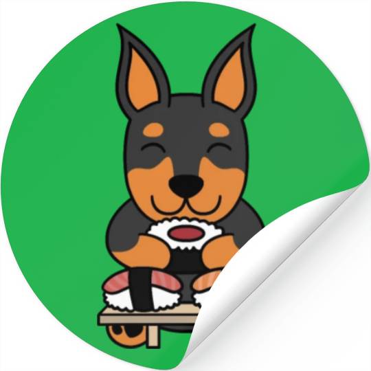 Sushi Lover Doberman Stickers