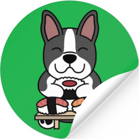 Sushi Lover Boston Terrier Stickers