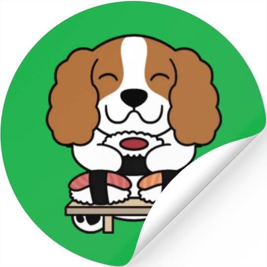 Sushi Lover Cavalier King Charles Spaniel Stickers