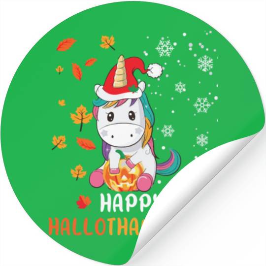 Unicorn Lover Halloween Happy Hallothanksmas Stickers