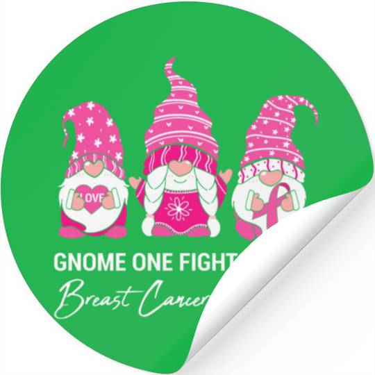 Gnome One Fights Alone Breast Cancer Awareness Stickers