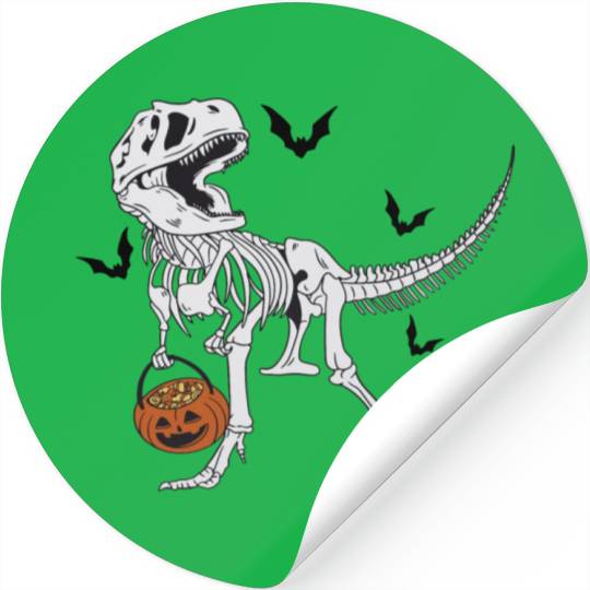 Skeleton T Rex & Pumpkin - Halloween Stickers
