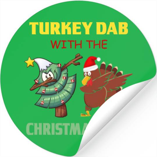 Funny Dabbing Turkey Thanksgiving Christmas Tree Stickers
