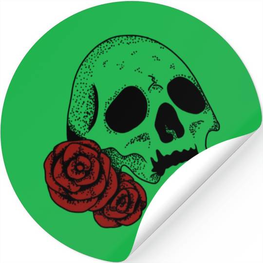 Skull with red Roses | Skull | Bones | Halloween Stickers