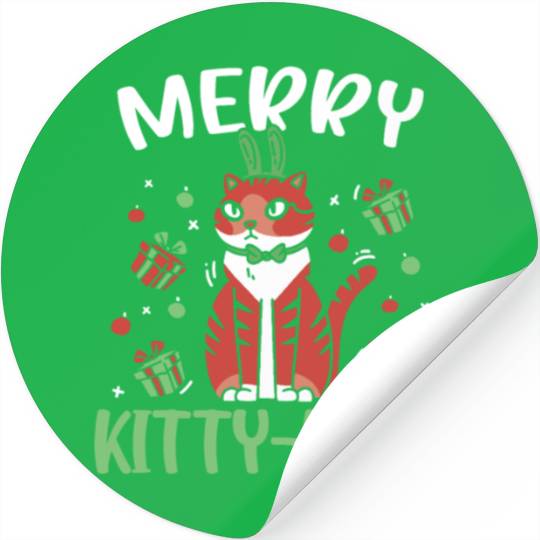 Merry Kitty-mas Christmas Day Cat Lover Kitty Meow Stickers