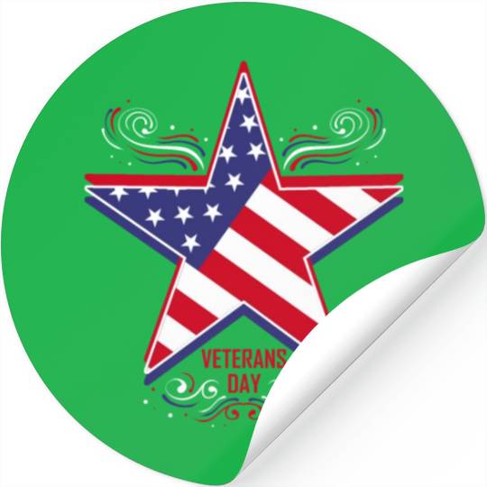 Big Star In Us Flag Colors For Veterans Day Stickers