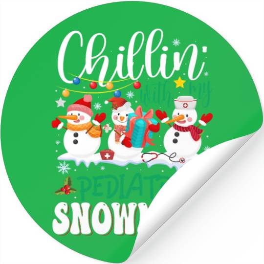 Chillin With My Pediatric Snowmies Christmas Light Stickers