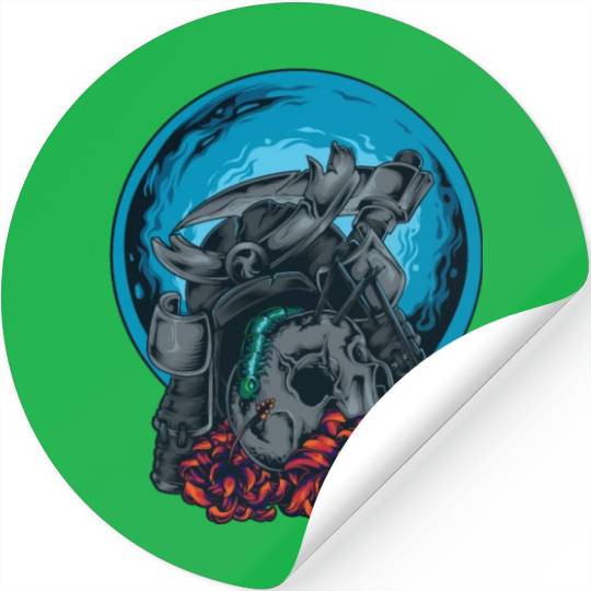 Death Skull Samurai Warrior Arrow Bug Moon Flowers Stickers