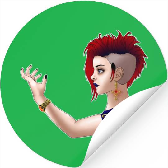 Goth Punk Girl with a white frame Stickers