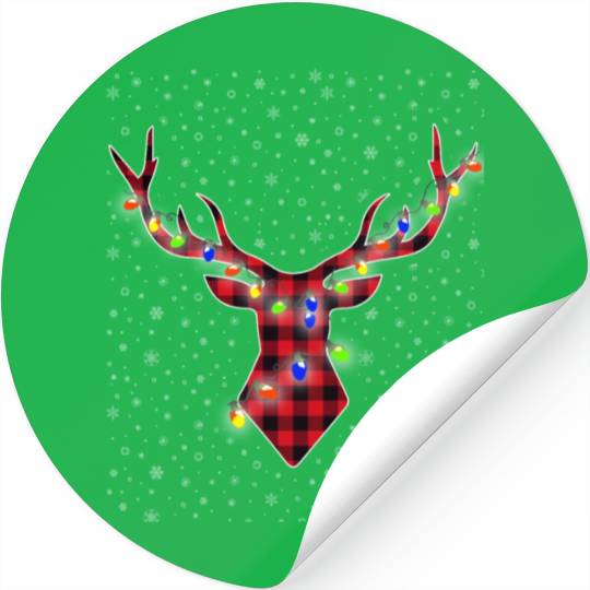 Buffalo Plaid Reindeer Deer Funny Christmas Pajama Stickers