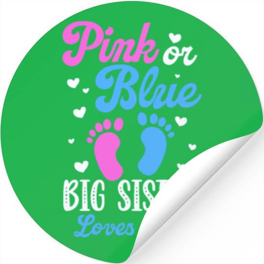 Pink or Blue Big Sister Loves You Stickers