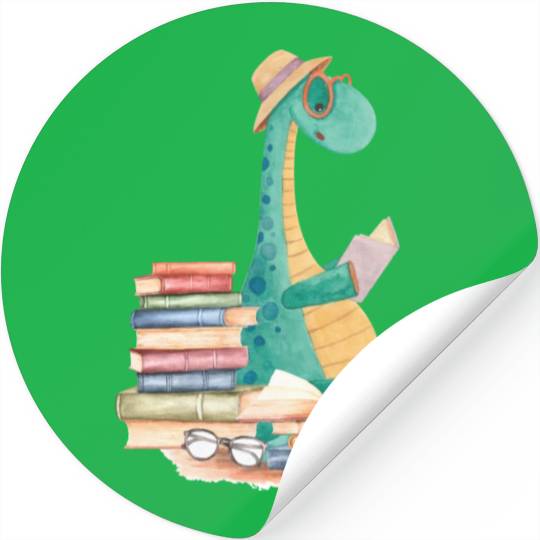 Reading Dinosaur Book Lover Stickers
