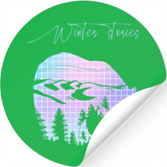 Winter stories Bear Trees Pastel Rainbow Stickers
