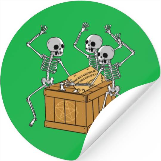 Retro Halloween Skeleton Playing Ouija Horror Stickers