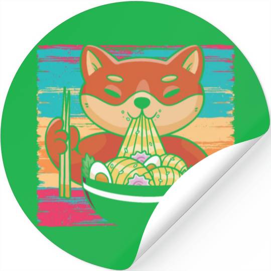 Shiba Inu Dog Lover Puppy Paw Love Ramen Noodles Stickers