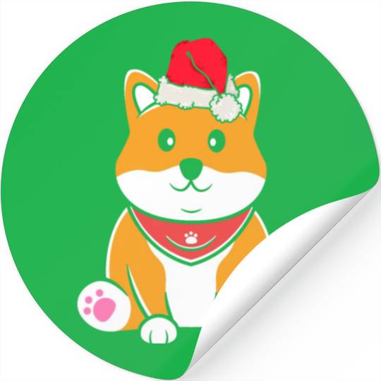 Shiba Inu Japanese Dog Lover Puppy Paw Christmas Stickers