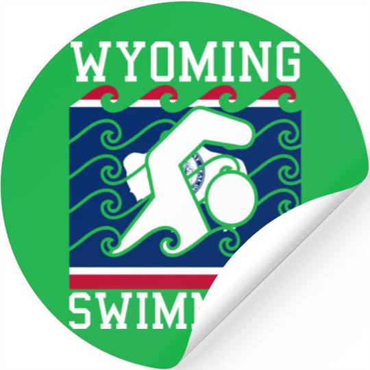 Wyoming Flag Swimming Team Swim Swimmer US State Stickers