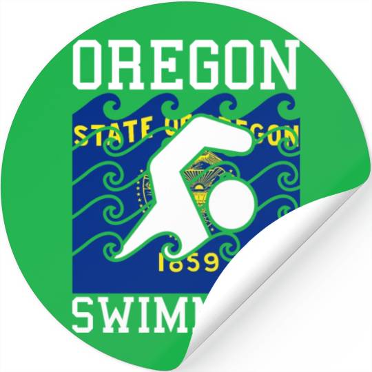Oregon Flag Swimming Team Pacific Swim Swimmer US Stickers
