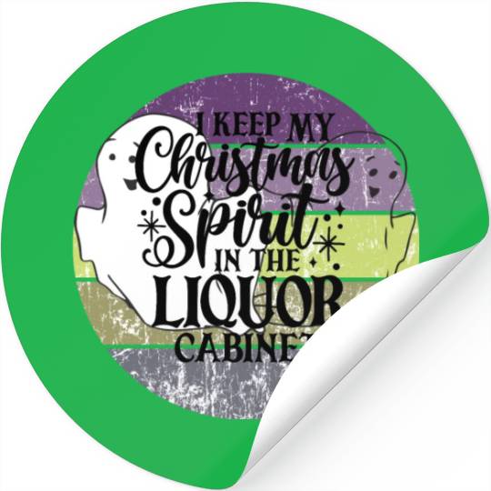 Funny Christmas Spirit Ghosts Sunset Stickers