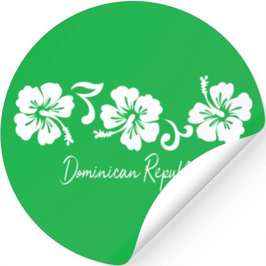 Dominican Republic Hibiscus Flower Stickers