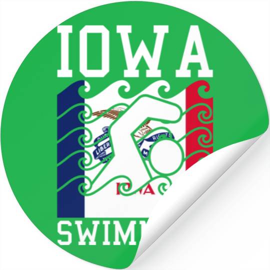 Iowa Flag Swimming Team Swim Swimmer US State Stickers