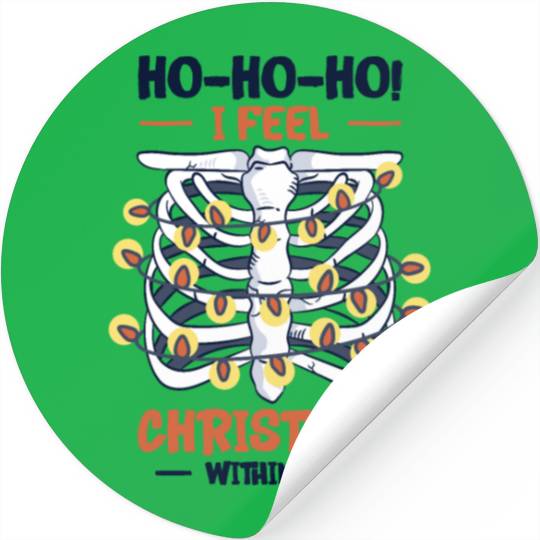 Christmas Holiday Skeleton Rib Cage Radiology Stickers