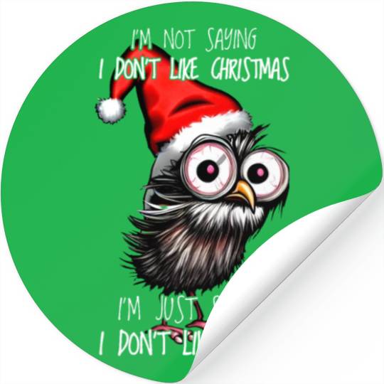 I Don't Like People Christmas Christmas Owl Gift Stickers