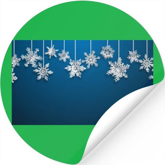 Elegant Hanging Snowflakes Navy Blue Stickers