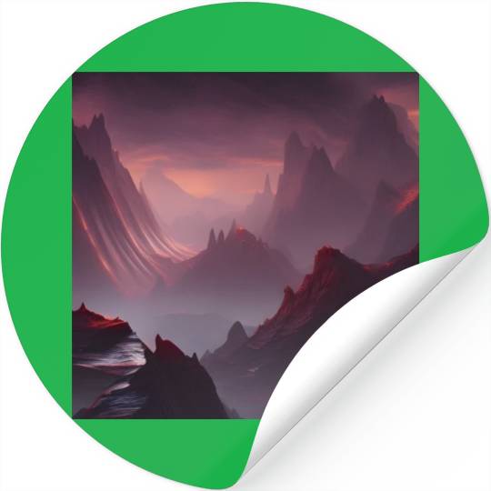 Lonely Red Mountains on an Alien Planet Abstract Stickers