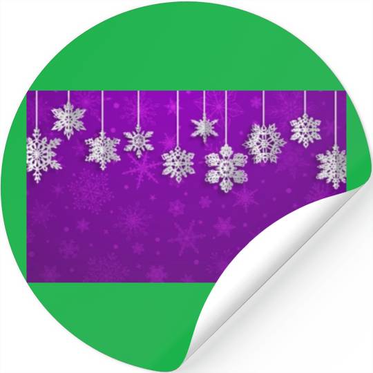 Elegant Hanging Snowflakes Purple Stickers
