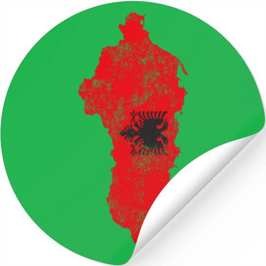 Albania Flag Country Outline Shape Stickers
