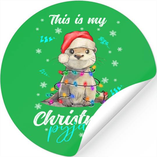 Winter Christmas Pyjama Otter Stickers