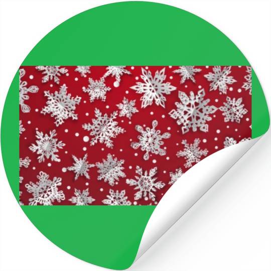 Modern Snowflakes Pattern Red Stickers