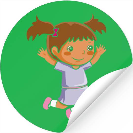 Girl jumps school enrollment joy kindergarten Stickers
