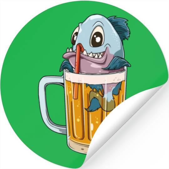 Funny Fish Drinking Beer Stickers