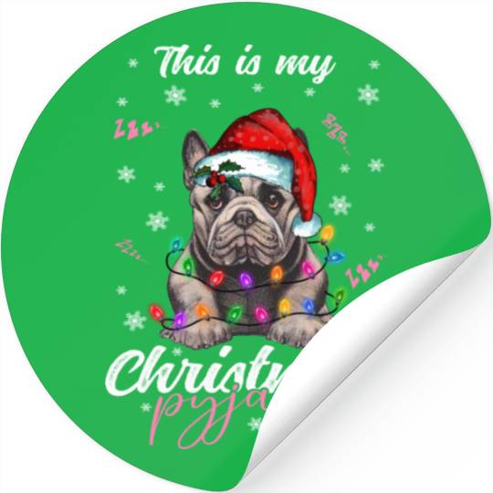 Winter Christmas Pyjama French Bulldog Stickers